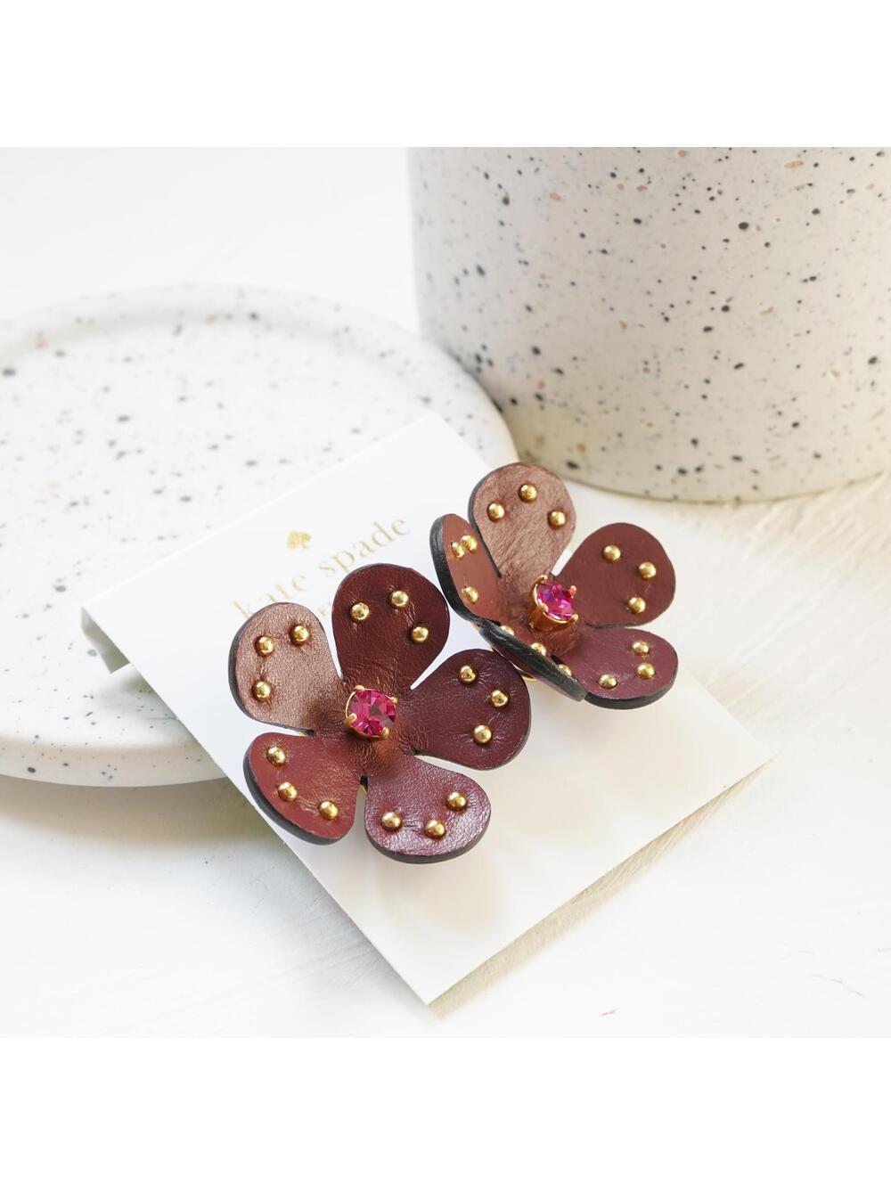 Kate Spade Blooming Bling Studded Leather Earrings - Picture 2 of 6